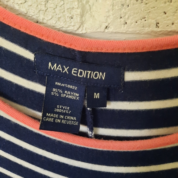 Max Edition Navy, White, and Pink Striped Dress - Picture 3 of 3